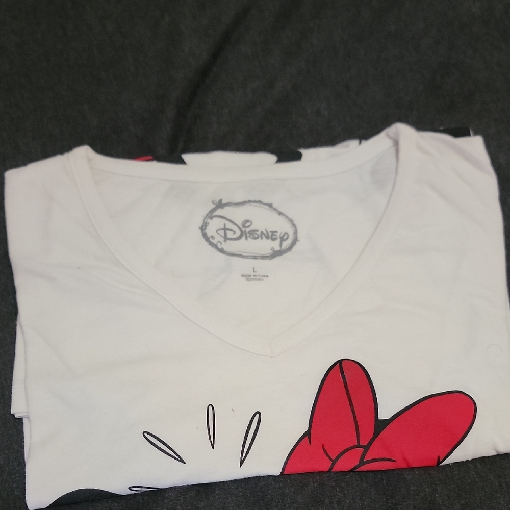 Disney White Tee with Red Bow Design